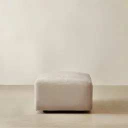 Riviera III Beige Latte Chenille Fabric Sofa - Rectangular Ottoman