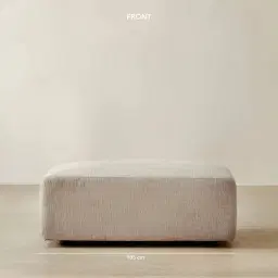 Riviera III Beige Latte Chenille Fabric Sofa - Rectangular Ottoman