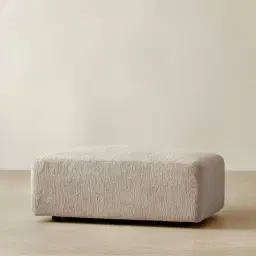 Riviera III Beige Latte Chenille Fabric Sofa - Rectangular Ottoman
