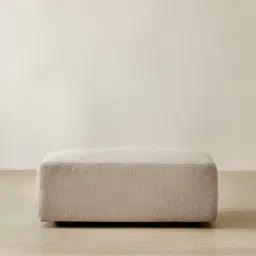 Riviera III Beige Latte Chenille Fabric Sofa - Rectangular Ottoman