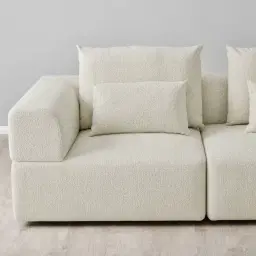 Riviera III Stone Cream Woven Fabric Sofa - Left Seat