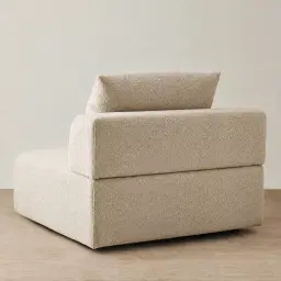 Riviera III Mid Beige Woven Fabric Sofa - Left Seat