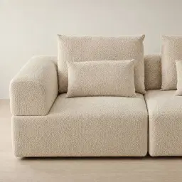 Riviera III Mid Beige Woven Fabric Sofa - Left Seat