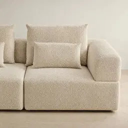 Riviera III Mid Beige Woven Fabric Sofa - Right Seat