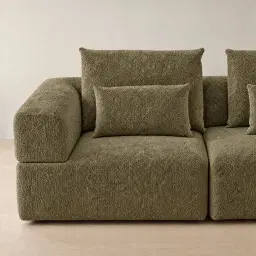 Riviera III Winter Moss Woven Fabric Sofa - Left Seat