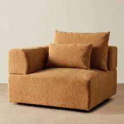 Riviera III Vintage Mustard Woven Fabric Sofa - Left Seat