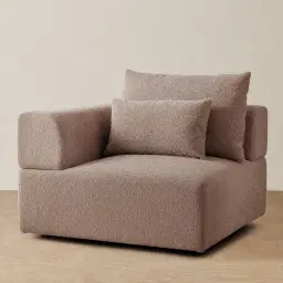 Riviera III Warm Taupe Woven Fabric Sofa - Left Seat