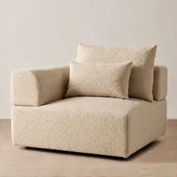 Riviera III Antelope Woven Fabric Sofa - Left Seat