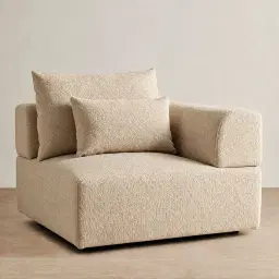 Riviera III Antelope Woven Fabric Sofa - Right Seat