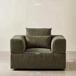 Riviera III Green Chenille Fabric Occasional Chair