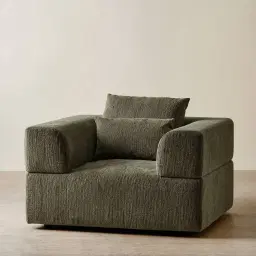 Riviera III Green Chenille Fabric Occasional Chair