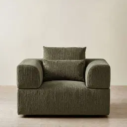 Riviera III Green Chenille Fabric Occasional Chair
