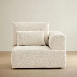 Riviera III Stone White Fabric Sofa - Right Seat
