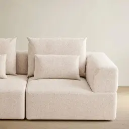 Riviera III Stone White Fabric Sofa - Right Seat
