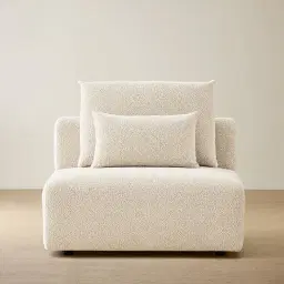 Riviera III Stone White Fabric Sofa - Armless