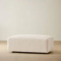 Riviera III Stone White Fabric Sofa - Rectangular Ottoman