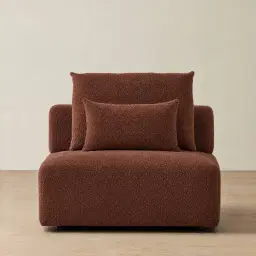 Riviera III Pecan Boucle Sofa - Armless