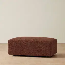 Riviera III Pecan Boucle Sofa - Rectangular Ottoman