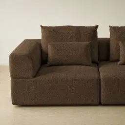 Riviera III Bistre Brown Boucle Sofa - Left Seat