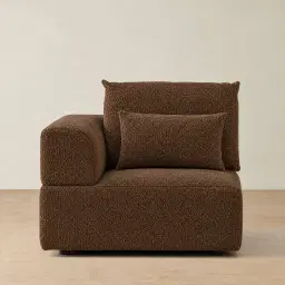 Riviera III Bistre Brown Boucle Sofa - Left Seat
