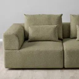 Riviera III Basil Green Boucle Sofa - Left Seat