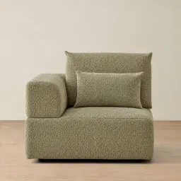 Riviera III Basil Green Boucle Sofa - Left Seat