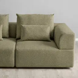 Riviera III Basil Green Boucle Sofa - Right Seat