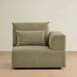 Riviera III Basil Green Boucle Sofa - Right Seat