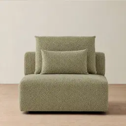 Riviera III Basil Green Boucle Sofa - Armless