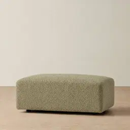 Riviera III Basil Green Boucle Sofa - Rectangular Ottoman