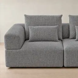 Riviera III Shadow Grey Chenille Fabric Sofa - Left Seat