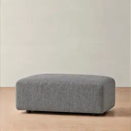Riviera III Shadow Grey Chenille Fabric Sofa - Rectangular Ottoman