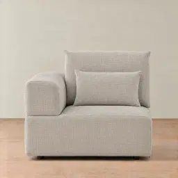 Riviera III Chalk White Chenille Fabric Sofa - Left Seat