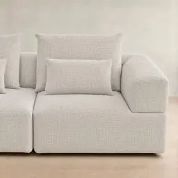 Riviera III Chalk White Chenille Fabric Sofa - Right Seat