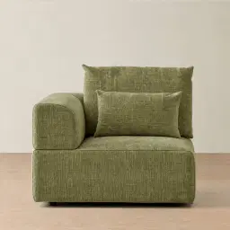 Riviera III Dusty Green Chenille Fabric Sofa - Left Seat