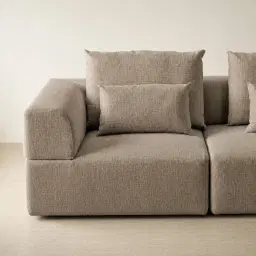 Riviera III Mushroom Chenille Fabric Sofa - Left Seat