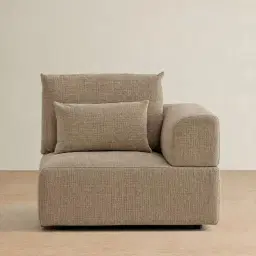 Riviera III Mushroom Chenille Fabric Sofa - Right Seat
