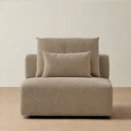 Riviera III Mushroom Chenille Fabric Sofa - Armless