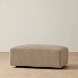 Riviera III Mushroom Chenille Fabric Sofa - Rectangular Ottoman