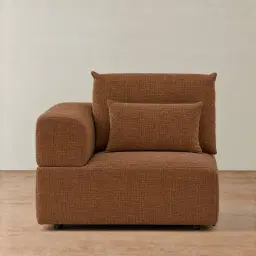 Riviera III Chestnut Brown Chenille Fabric Sofa - Left Seat