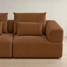 Riviera III Chestnut Brown Chenille Fabric Sofa - Right Seat