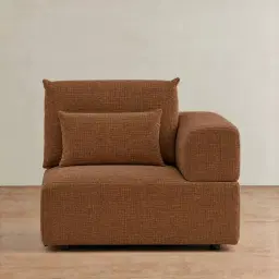 Riviera III Chestnut Brown Chenille Fabric Sofa - Right Seat