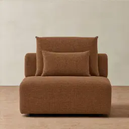 Riviera III Chestnut Brown Chenille Fabric Sofa - Armless