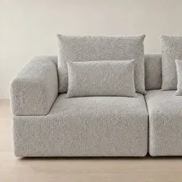 Riviera III Silk Grey Fabric Sofa - Left Seat