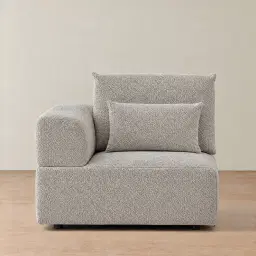 Riviera III Silk Grey Fabric Sofa - Left Seat