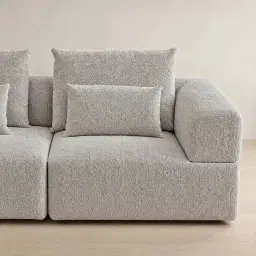 Riviera III Silk Grey Fabric Sofa - Right Seat