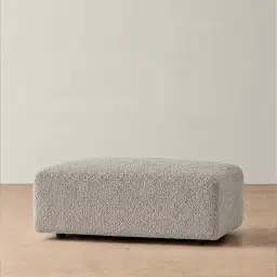 Riviera III Silk Grey Fabric Sofa - Rectangular Ottoman