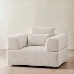 Riviera III Chalk White Chenille Fabric Occasional Chair