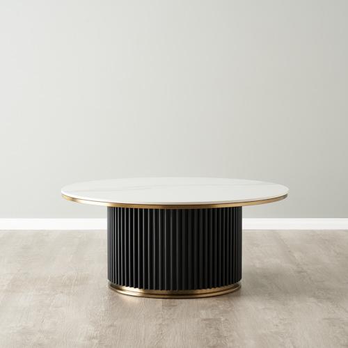 Archie White Sintered Stone Round Coffee Table High - 100x45cm