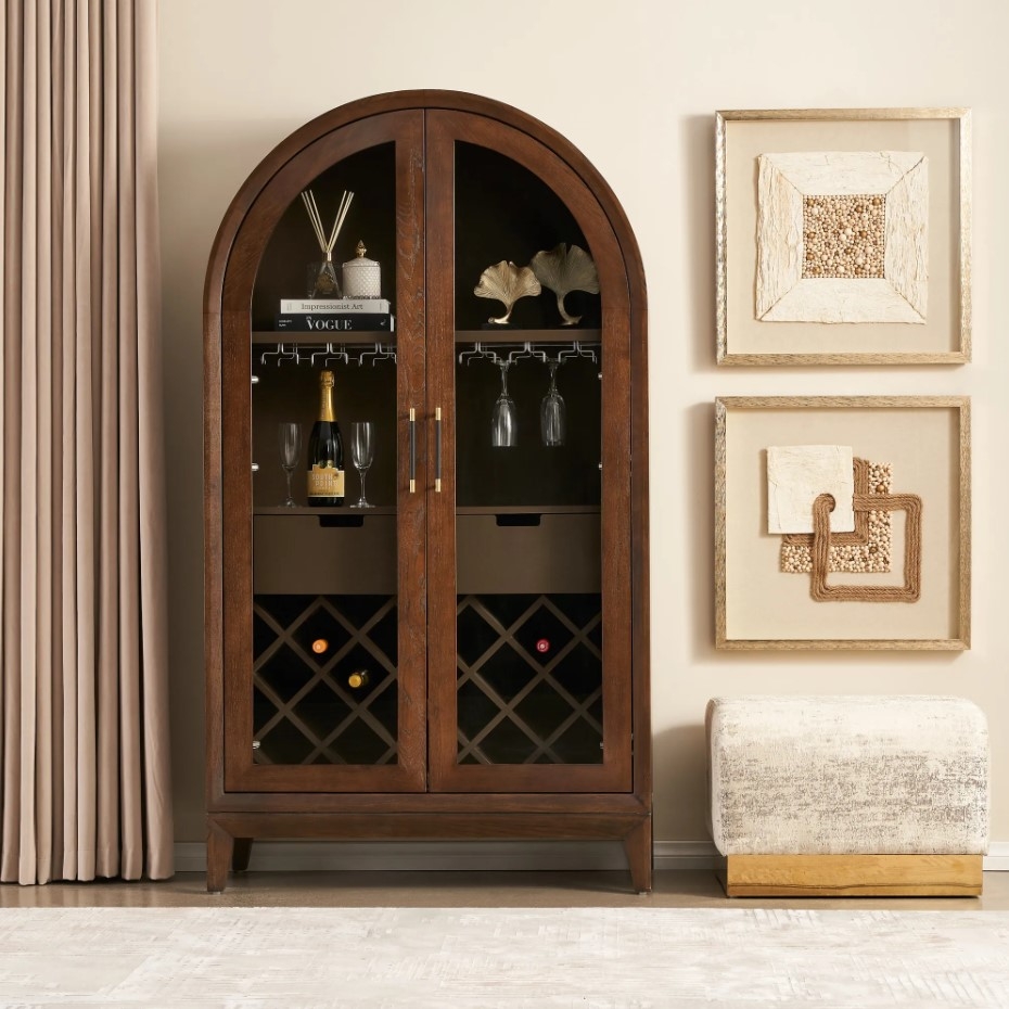 Fredrik Dark Brown Wooden Wine Cabinet | Koala Living